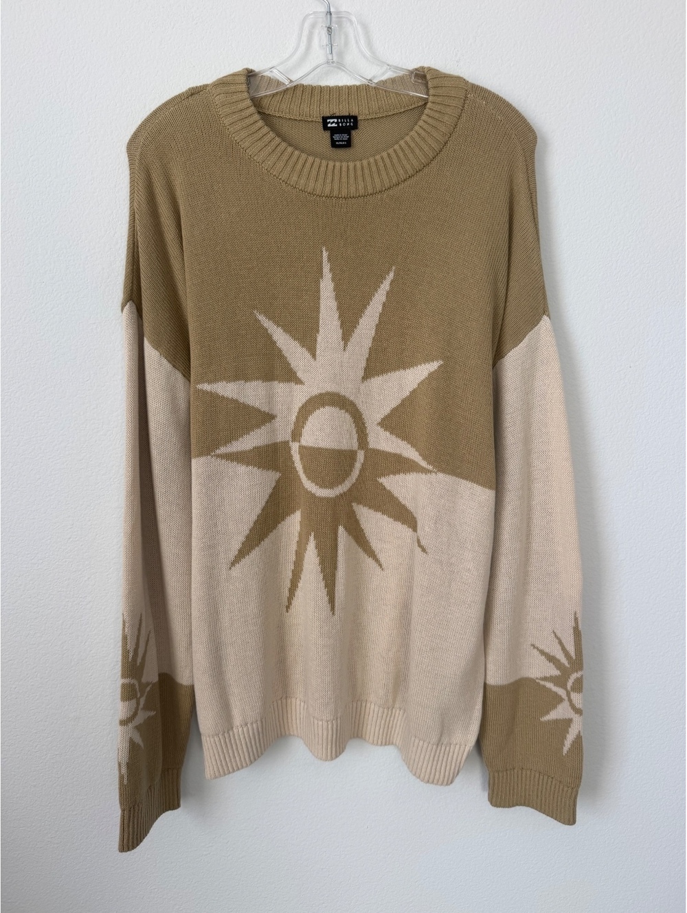 Billabong NWT Beige/Cream Sun Celestial Graphic Crew Neck Sweater Size XL